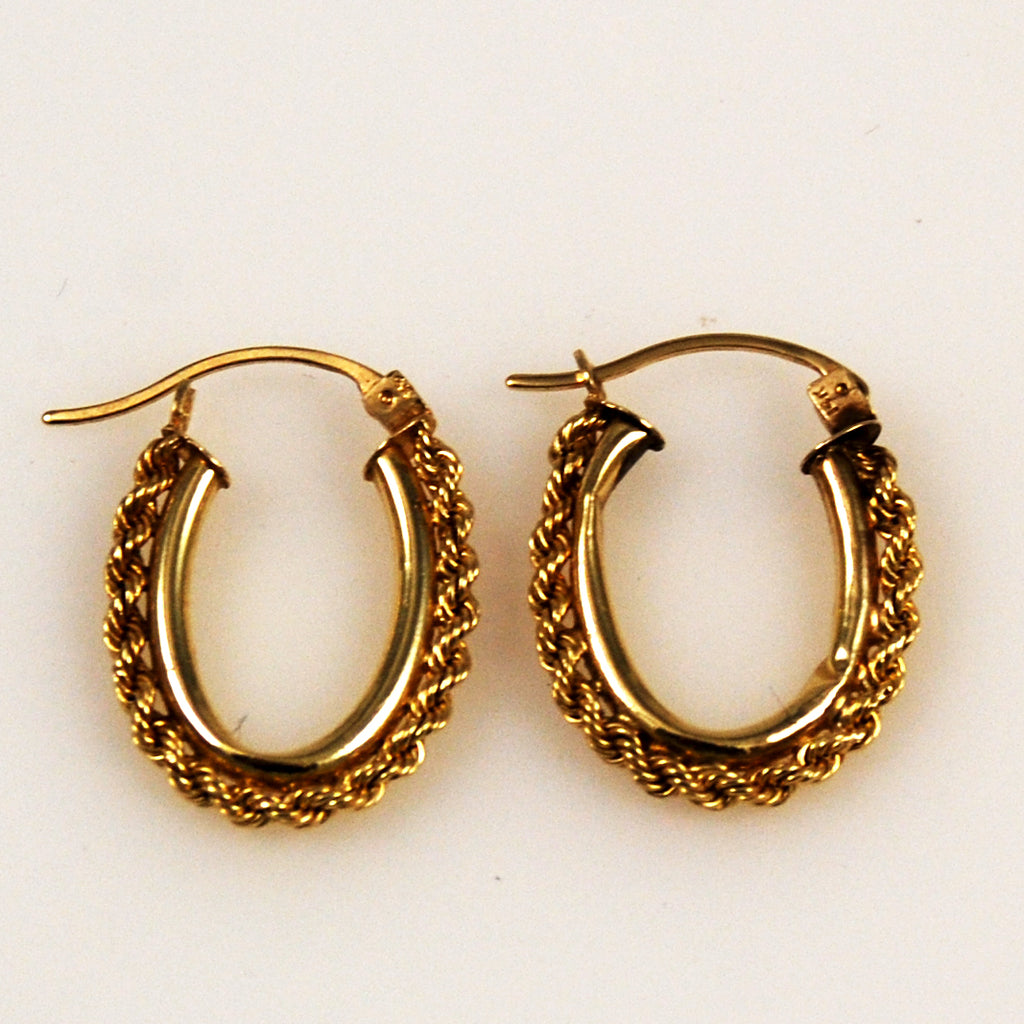14K Gold Rope Hoop Earrings – Estatebeads