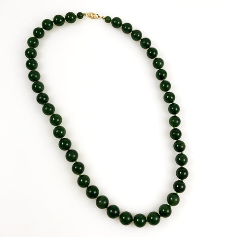 Green Jade Necklace 14K Clasp – Estatebeads