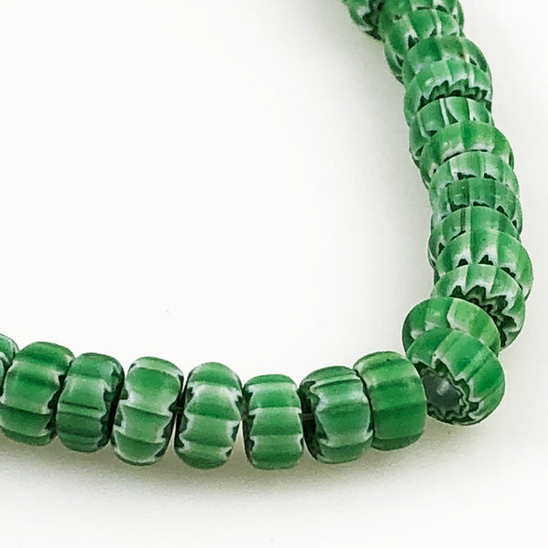 Green & White Chevron Beads - Vintage Italian – Estatebeads