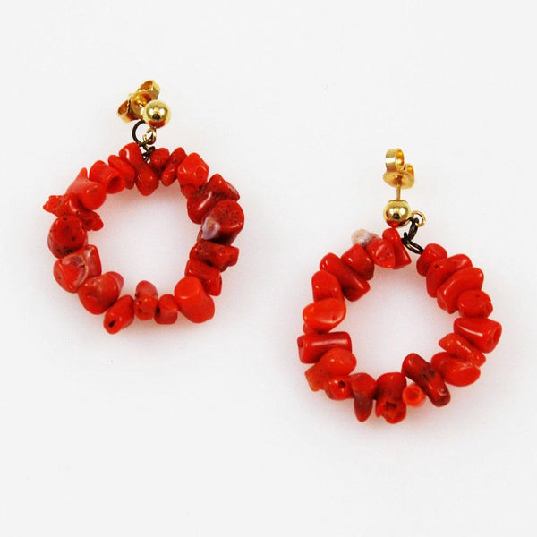 Red Branch Coral Earrings 14K Gold – Estatebeads