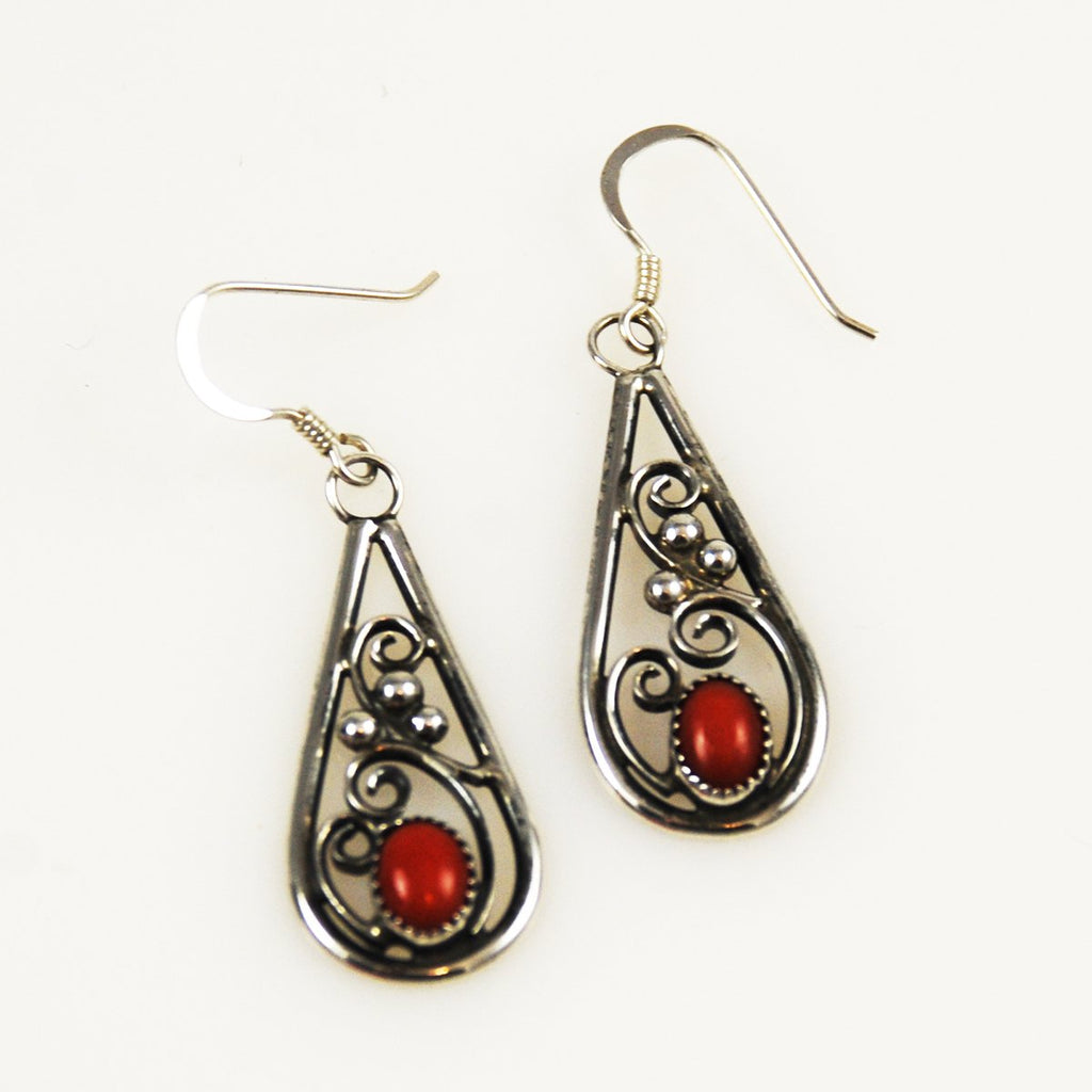 Red Coral Native American Earrings 