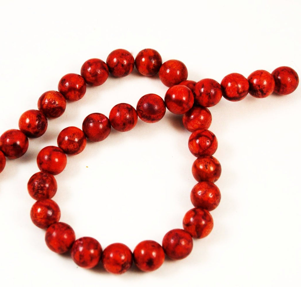 Red Sponge Coral Round Bead Strands – Estatebeads