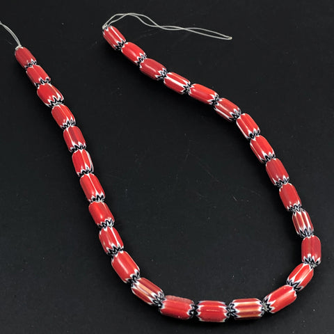Red White & Black Chevron Beads - Vintage Italian – Estatebeads
