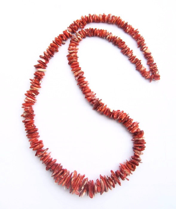 Red Spiny Oyster Shell Chip Beads - Genuine 22