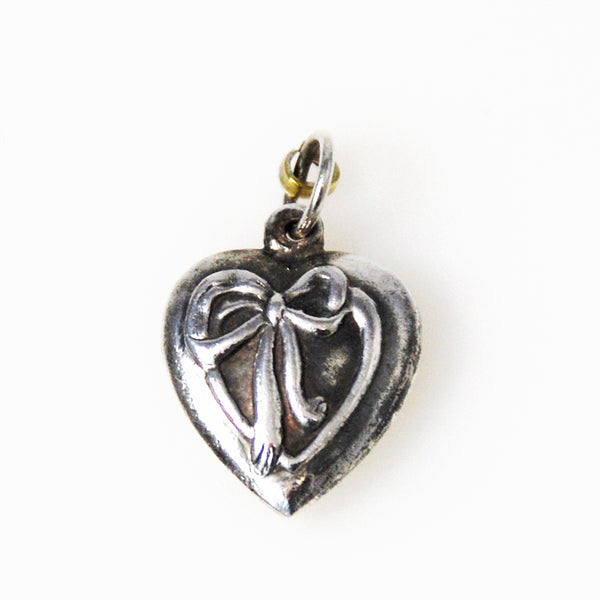 Sterling Puffy Heart Charm - Ribbon Vintage – Estatebeads