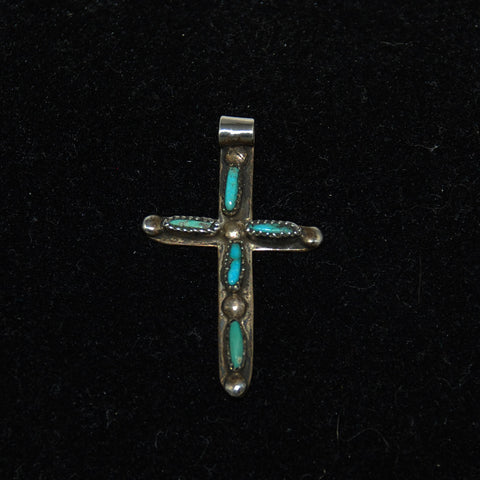 Sterling Silver & Turquoise Zuni Cross Pendant – Estatebeads