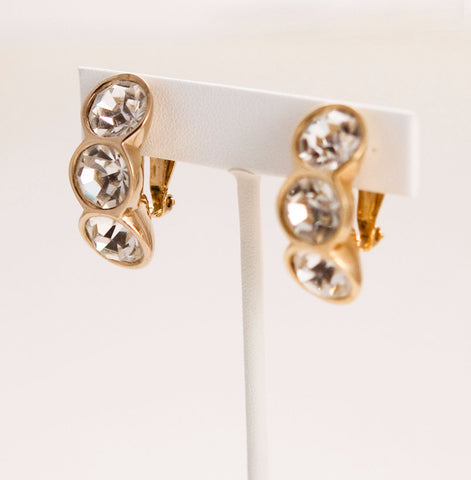 Swarovski Crystal Gold Clip On Earrings – Estatebeads