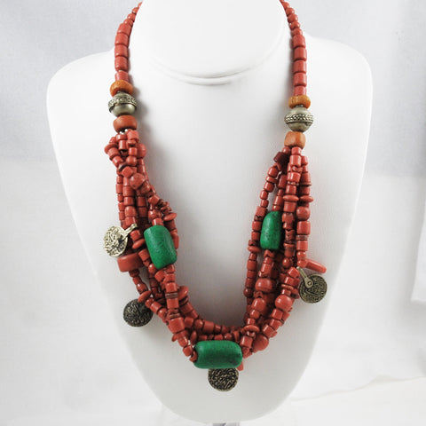 African Trade Bead & Berber Coin Necklace – Estatebeads