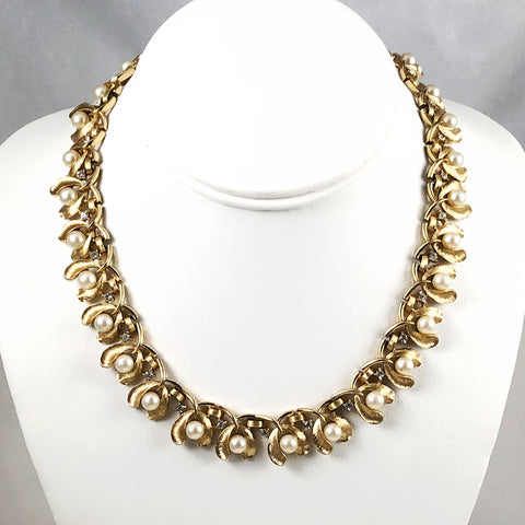 Trifari Gold & Rhinestone Necklace Vintage – Estatebeads