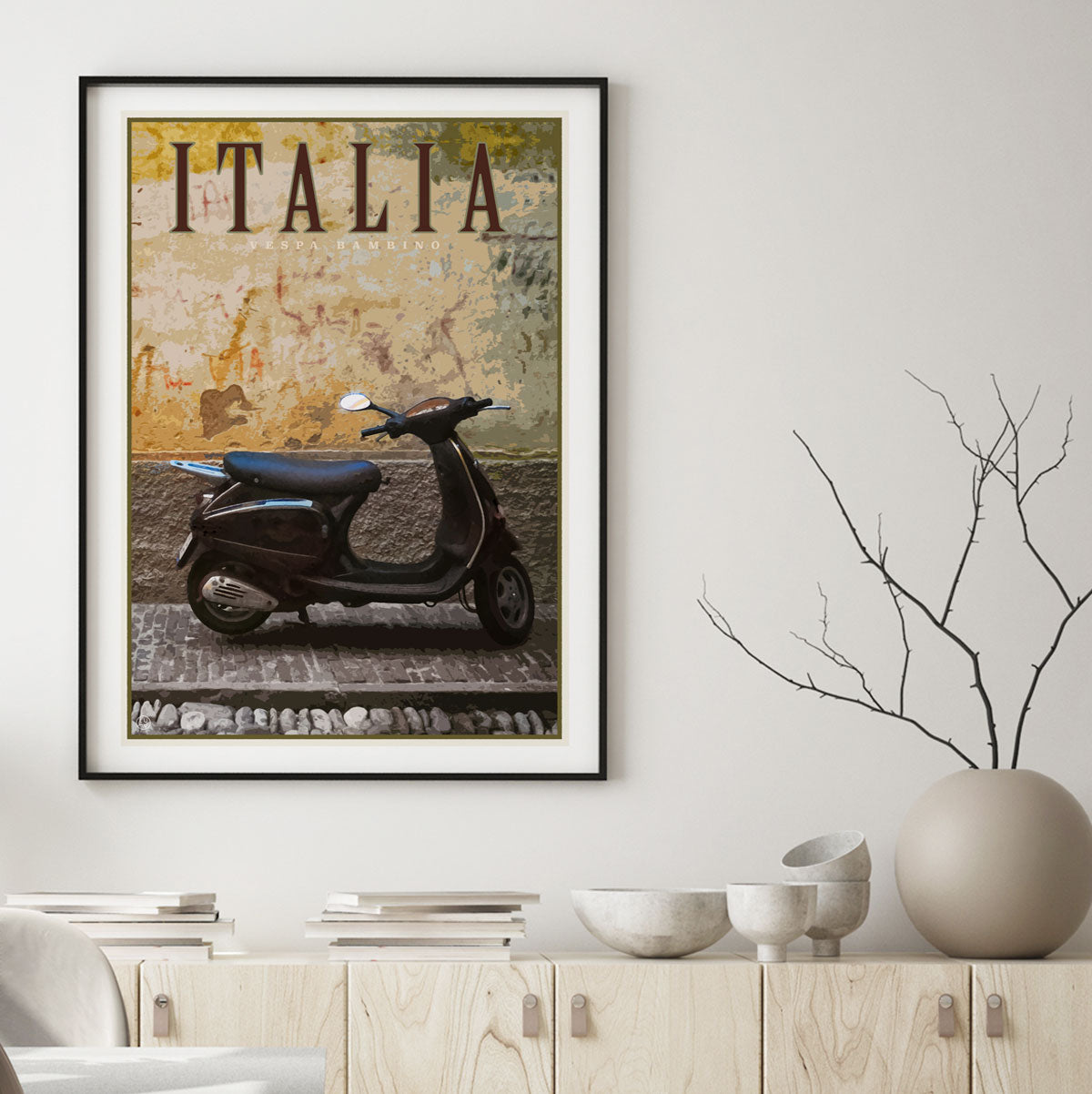 Vespa Italy vintage retro travel poster | Places We Luv | Places We Luv