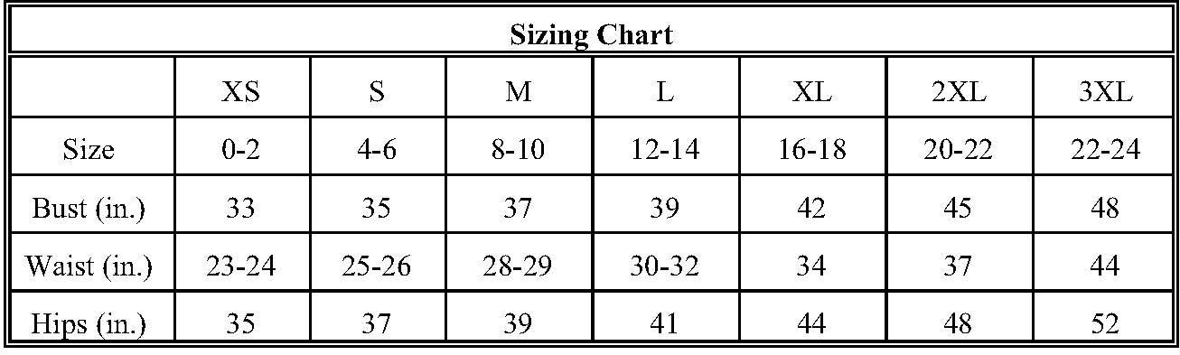 And Cami Size Chart