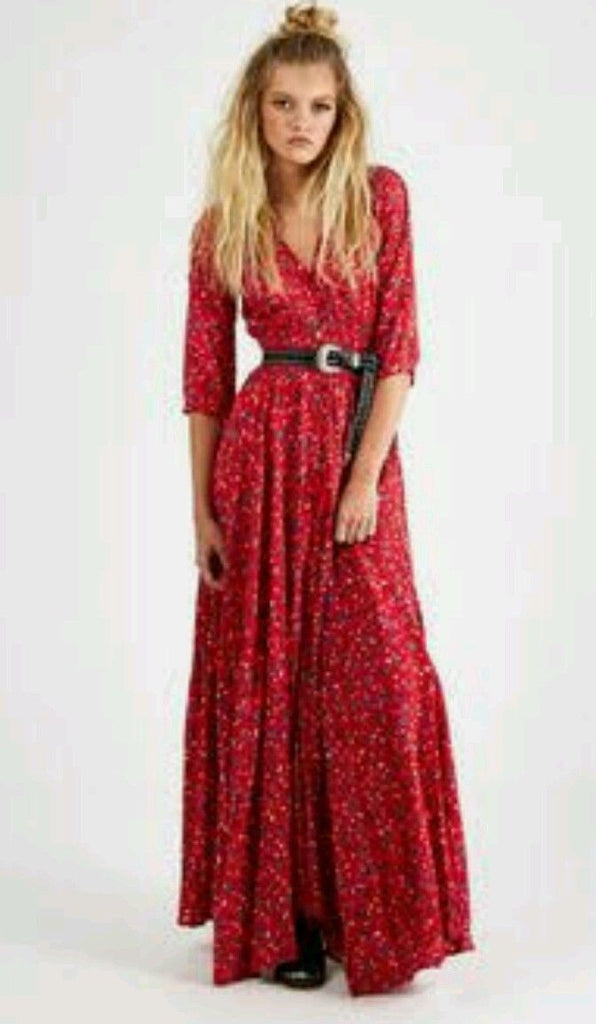 red bohemian maxi dress