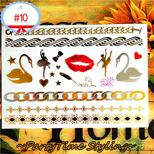 Gold Silver & Colors Boho Temporary Tattoos 24 Different She