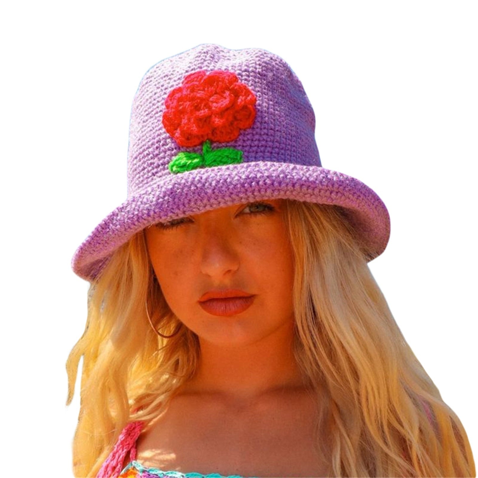 Crochet Daisies Bucket Hat 9 Different Colors And Styles Flowers Polka Dots Knitted Wide Brim Is Gre