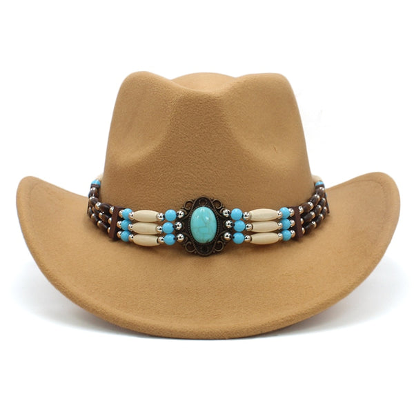 Wool Wide Brim Fedora Hats With Turquoise And Hairpipe Beads In 11 Dif ...