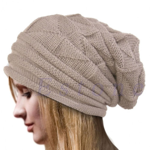 Slouch Hat Beige Tan Ribbed Winter Beanie Slouchy Stocking Cap Hippy Gypsy Bohemian Fits Men & W