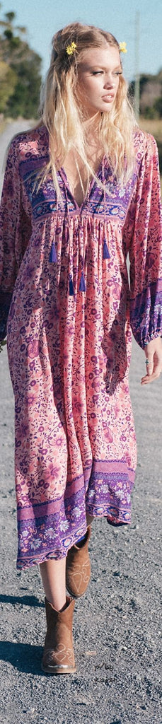 pink and purple maxi dress