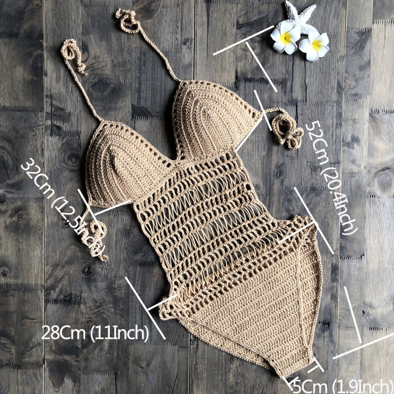Crochet One Piece Swimsuit Five Different Colors Black White Rust Red ...