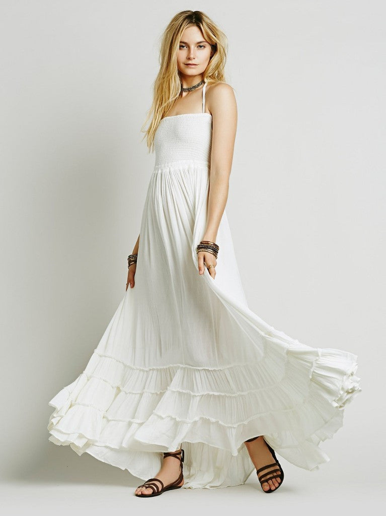 white halter dress maxi