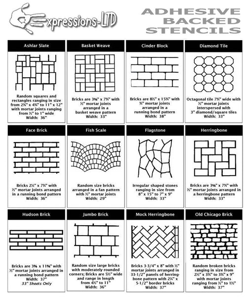 Adhesive Backed Stencils - For Concrete, Plaster, Paint, and more ...