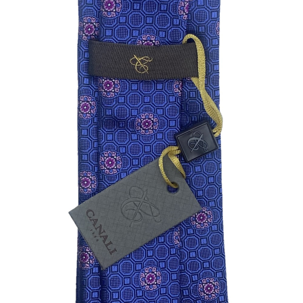 Purple patterned with jacquard logo silk tie - Canali US
