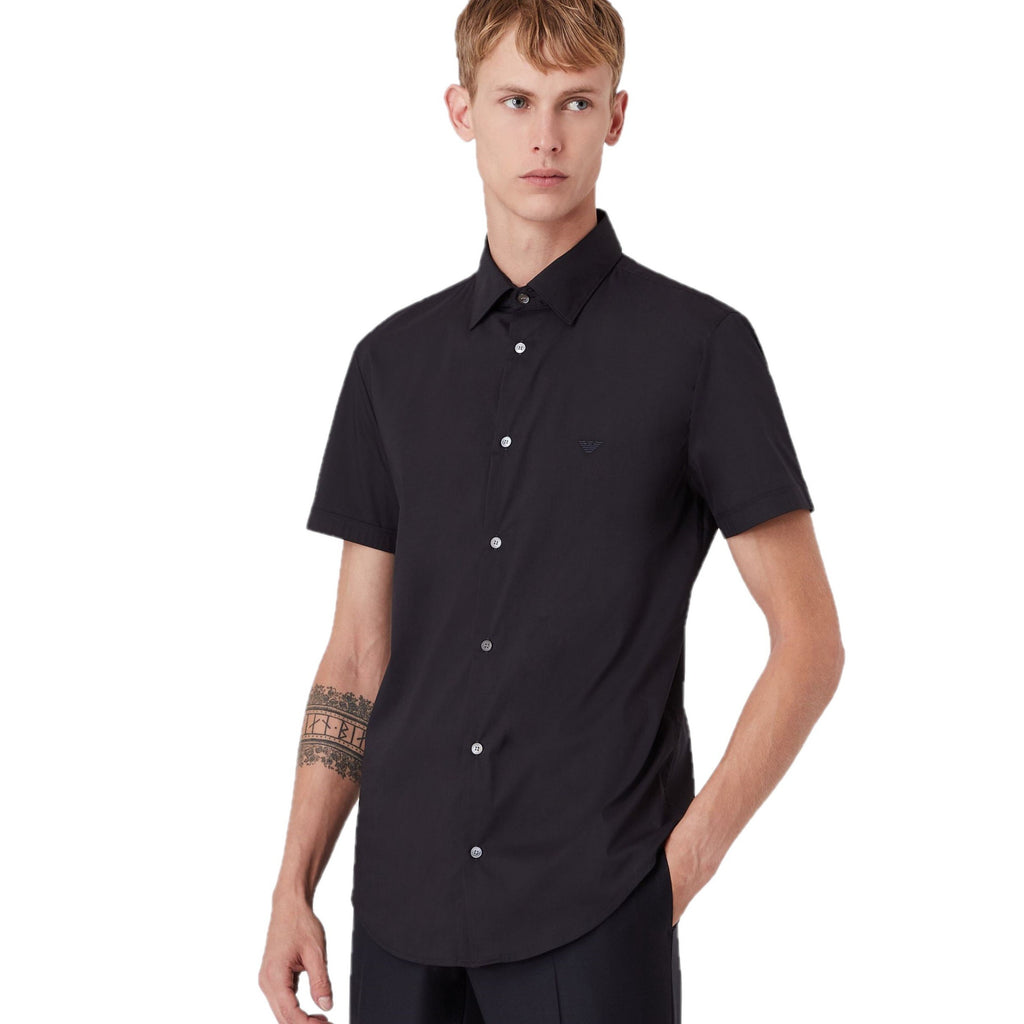 Emporio Armani Black Short Sleeved Shirt Ignition For Men