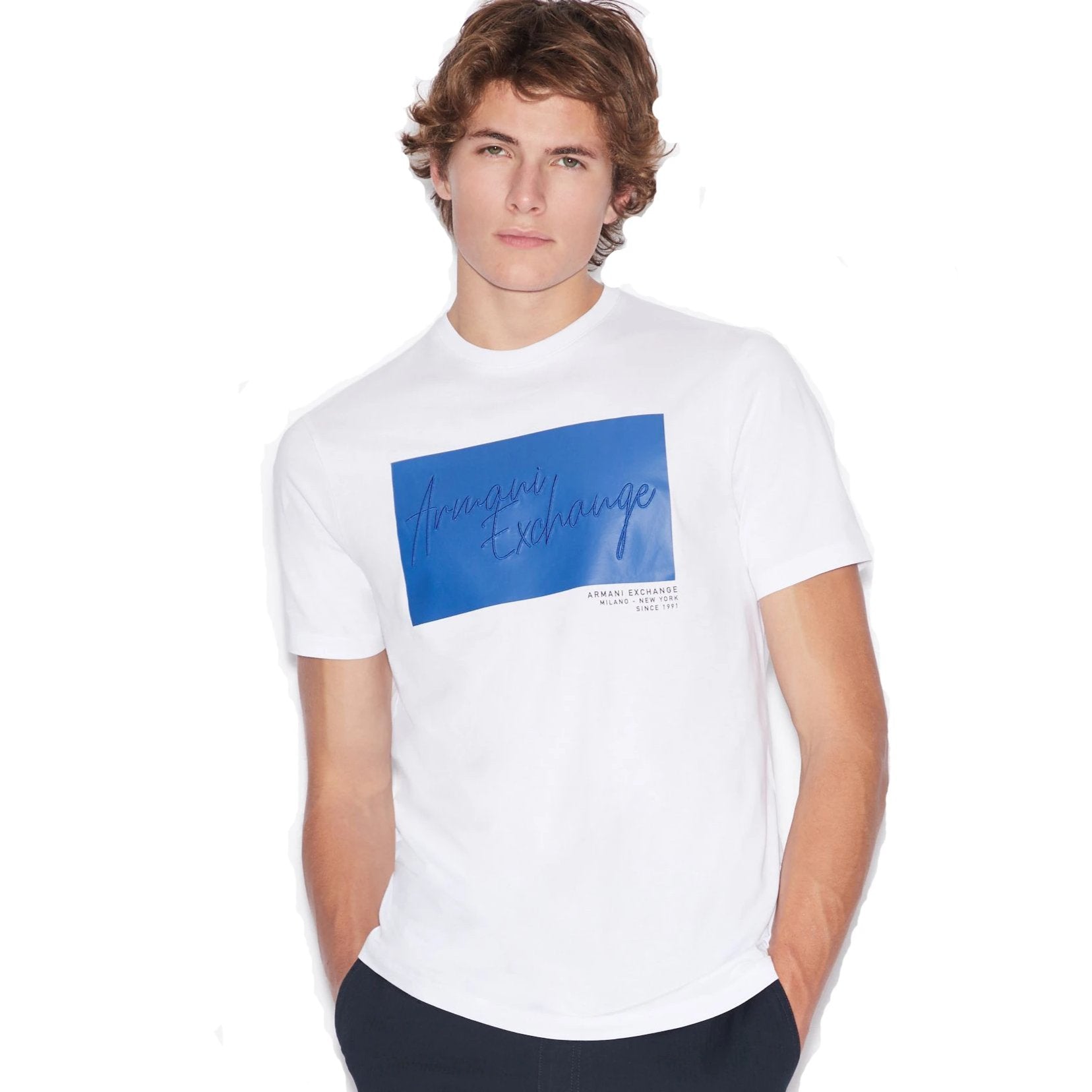 armani exchange blue t shirt