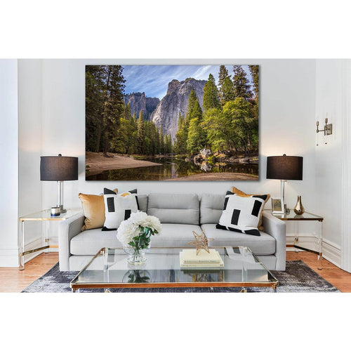 Beautiful Mountains Trees River Forest №SL501 Ready to Hang Canvas Print