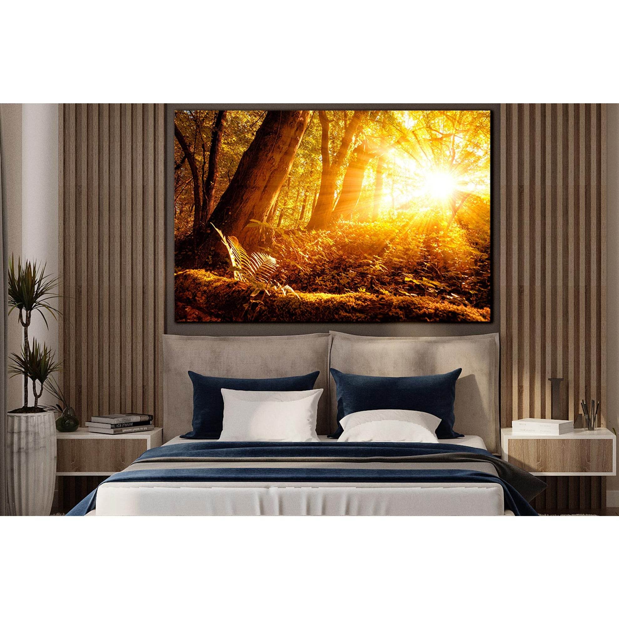 Sunbeams In The Autumn Forest №SL1498 Ready to Hang Canvas Print - Zellart Canvas Prints product image