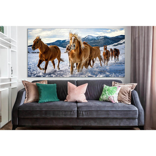 Wild Horses In Winter №SL1000 Ready to Hang Canvas Print