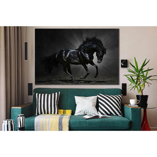 Black Horse In The Rays Of Light №SL1005 Ready to Hang Canvas Print