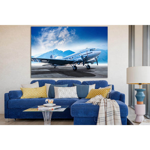 Silver Airplane At The Airfield №SL1433 Ready to Hang Canvas Print