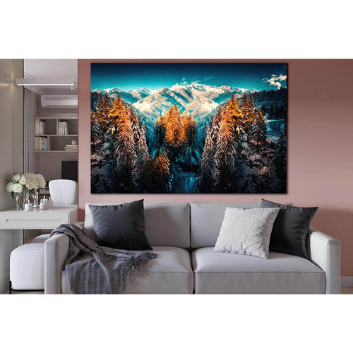 Snow Landscape Mountains And Forest №SL1578 Ready to Hang Canvas Print