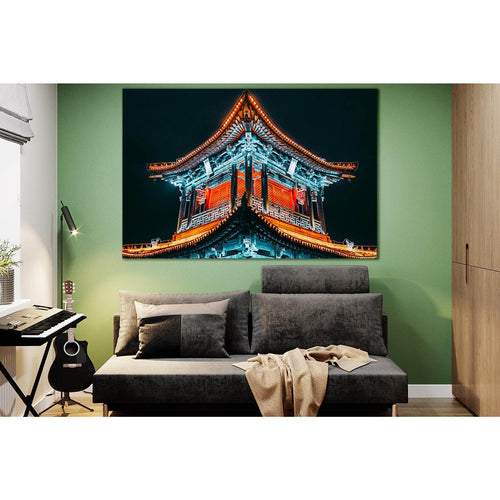 Lighted Temple At Night №SL1409 Ready to Hang Canvas Print