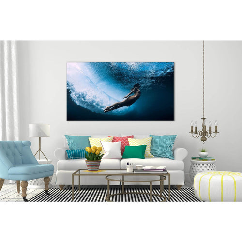Beautiful Girl Under Water №SL45 Ready to Hang Canvas Print