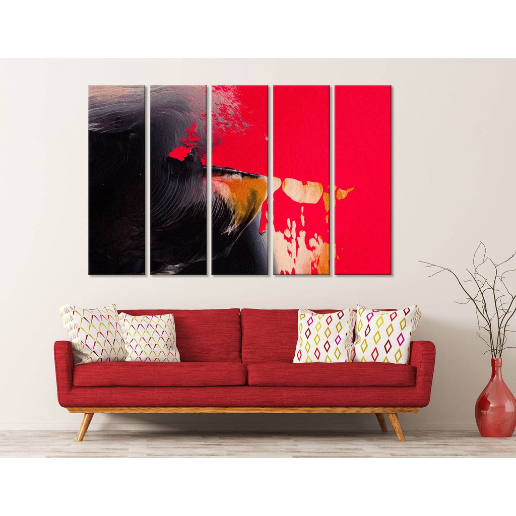 Bright Crimson And Black Fashionable Abstract №04407 Ready to Hang Can ...