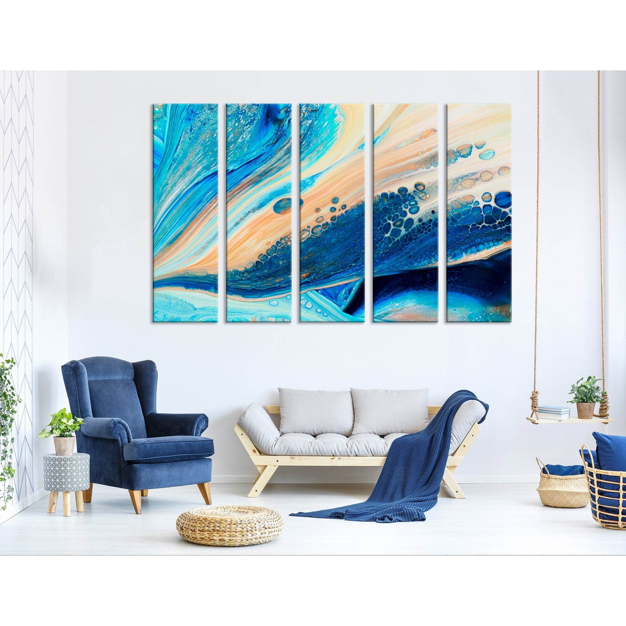 Blue And Beige Abstract №04306 Ready to Hang Canvas Print – Zellart ...