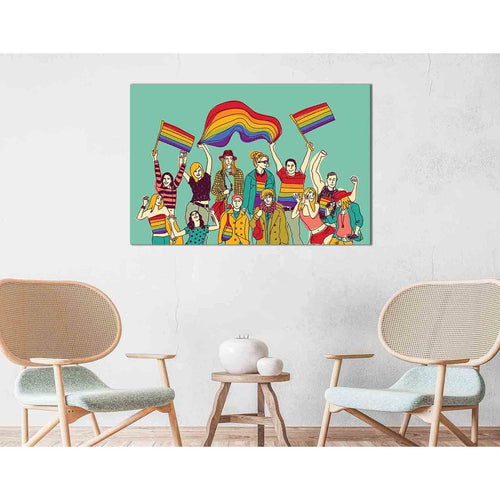 Gays and lesbians with rainbow flags №2143 Ready to Hang Canvas Print