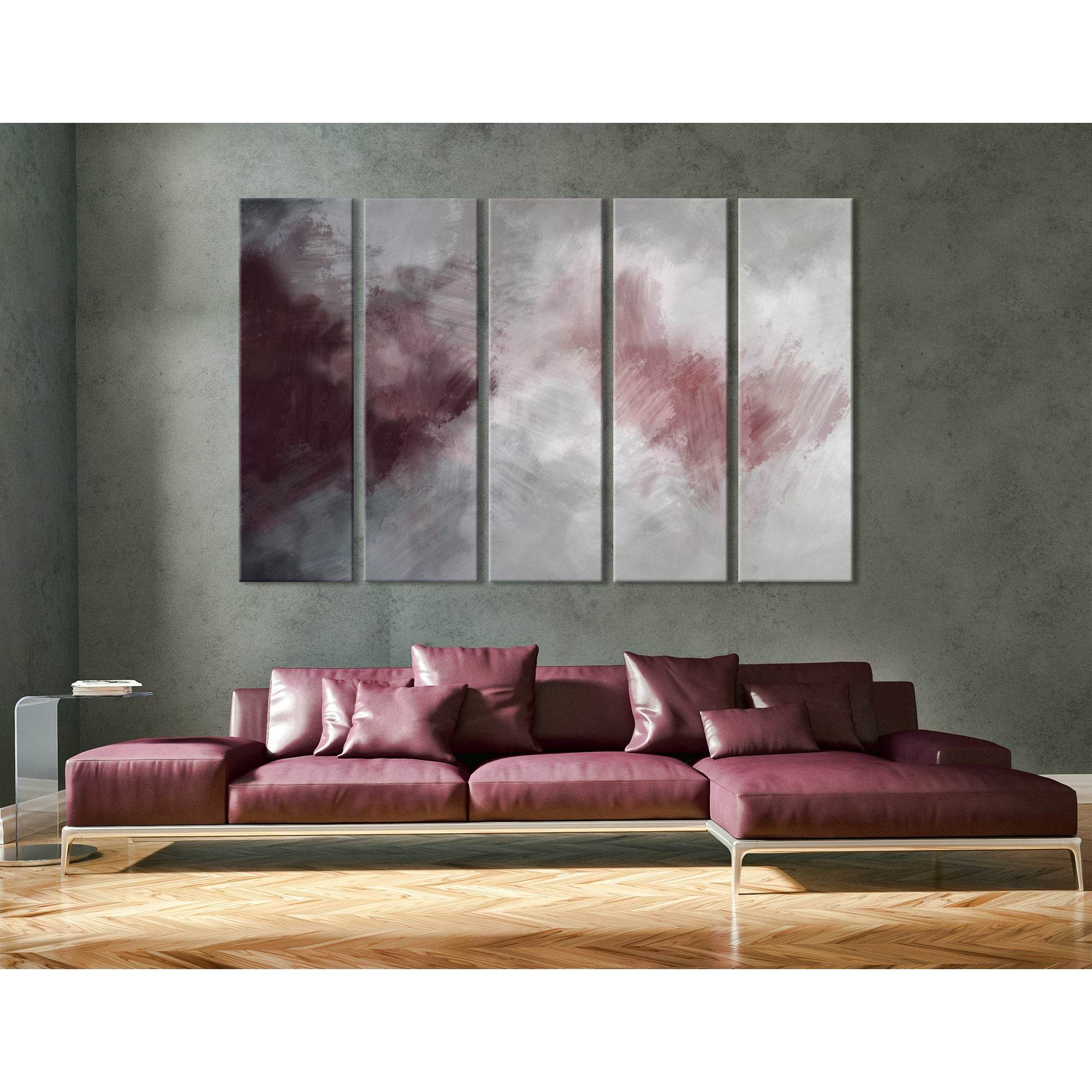 Burgundy And Gray Abstract №04378 Ready to Hang Canvas Print – Zellart ...