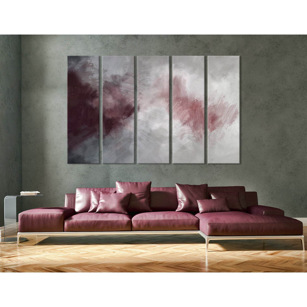 Burgundy And Gray Abstract 04378 Ready To Hang Canvas Print Zellart Canvas Prints