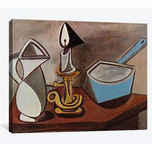 Pablo Picasso, Pitcher, candle and casserole - Canvas print