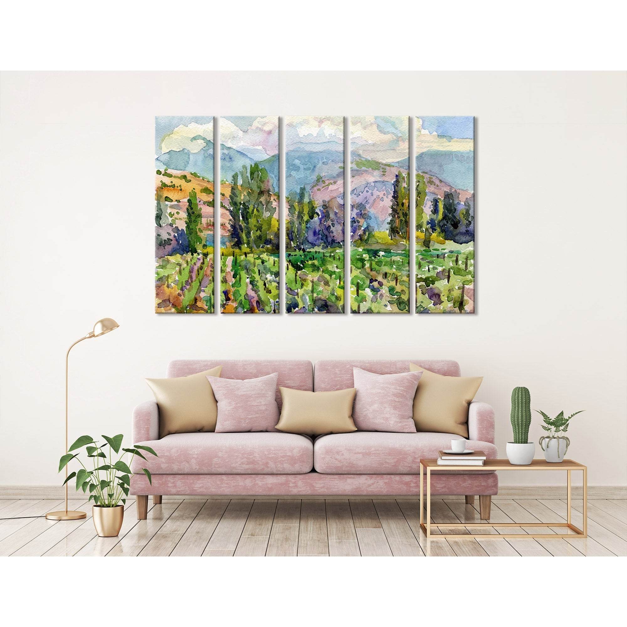 Landscape With Vineyard №04218 Ready To Hang Canvas Print Zellart Canvas Prints 6765