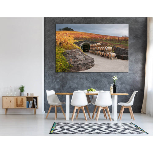 Wine Barrels And The Cave №04210 Ready to Hang Canvas Print