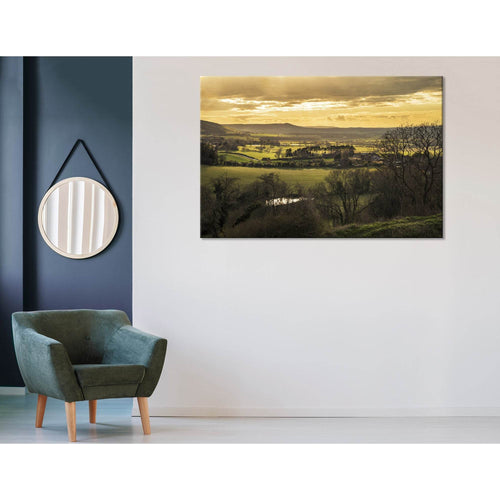 Sunset Over Countryside Landscape In England №04205 Ready to Hang Canvas Print