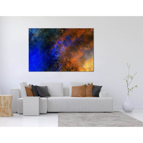 Dark Blue And Orange Abstract №04317 Ready to Hang Canvas Print