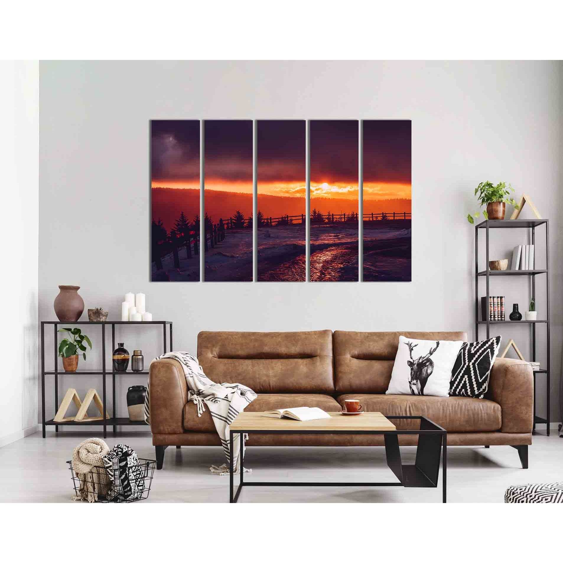 Winter sunset in the forest №D2032 Ready to Hang Canvas Print