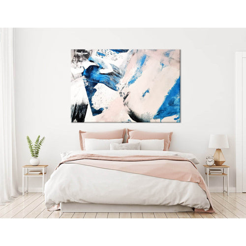 Blue, Black, White, Light Pink Abstract  №04254 Ready to Hang Canvas Print