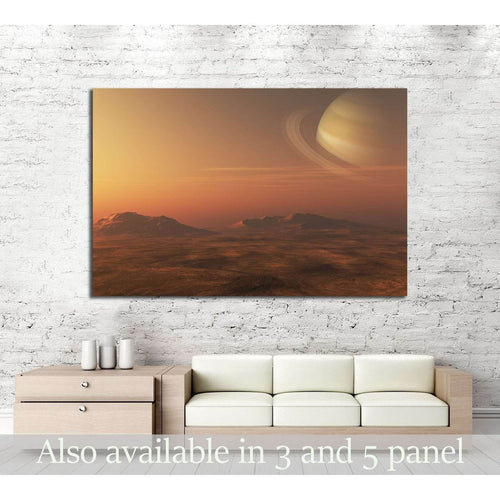 A 3D illustration of a gas giant Planet (Saturn), from a nearby planet or moon №2432 Ready to Hang Canvas Print
