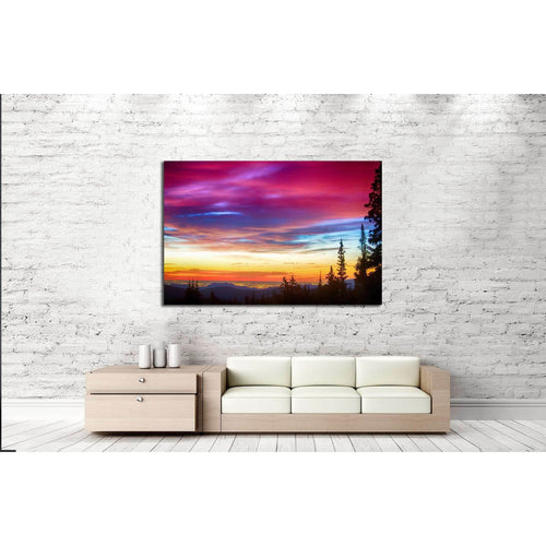 A beautiful colorful epic sunrise over the city lights of Boulder Colorado №2699 Ready to Hang Canvas Print