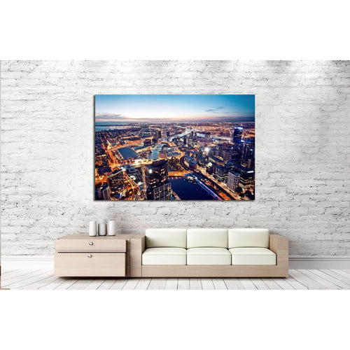 A view of Melbourne at night, Victoria, Australia №2264 Ready to Hang Canvas Print